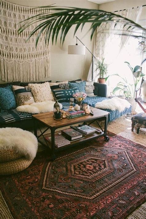 34 The Best Rustic Bohemian Living Room Decor Ideas - HOMYHOMEE