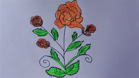 How to draw a rose tree-draw a rose bush easy-draw a rose bush step by step - YouTube