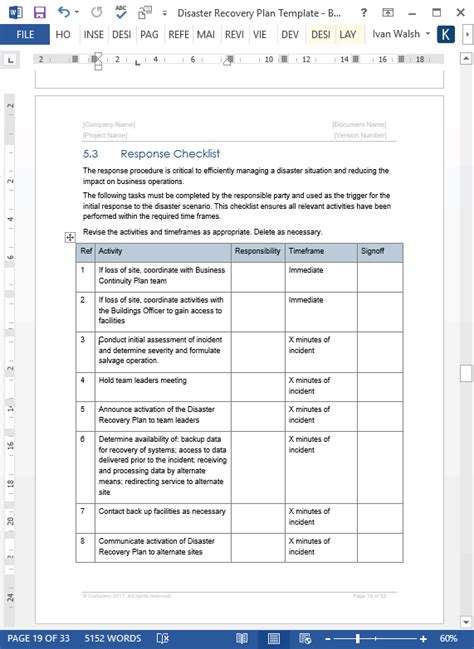 Disaster Recovery Plan Template Excel