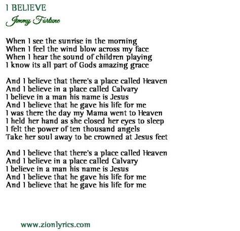 I Believe by Jimmy Fortune in 2021 | Believe lyrics, Gospel song, Believe