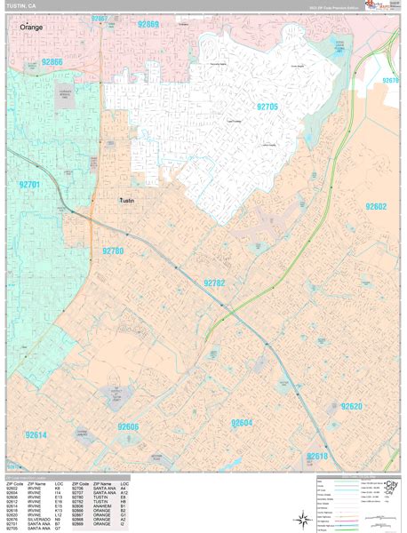 Tustin California Wall Map (Premium Style) by MarketMAPS - MapSales