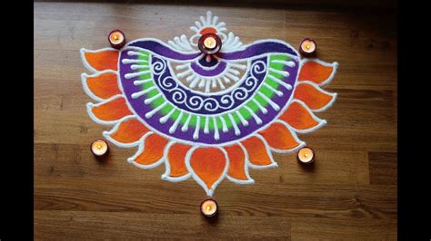 Simple and Creative freehand flower rangoli designs with colours by Shital Daga - YouTube