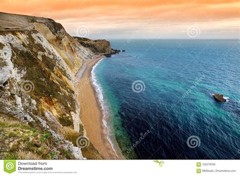 Man O`War Cove on the Dorset Coast in Southern England, between the Headlands of Durdle Door To ...