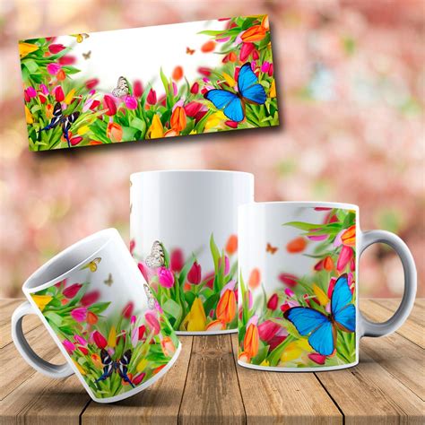 Floral Sublimation Mug Design Flowers MOCKUP FREE Digital | Etsy