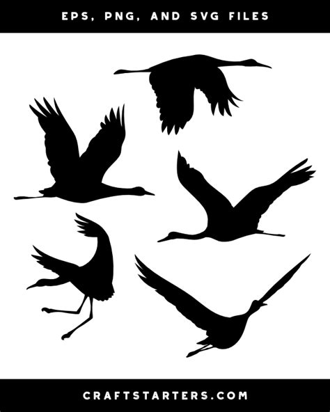 Flying Crane Silhouette Clip Art