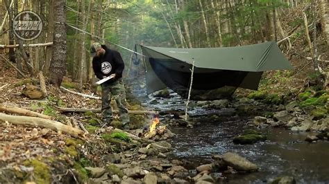 Wild Camping In Mountain Forest - Cooking Steak - Hammock Shelter ...