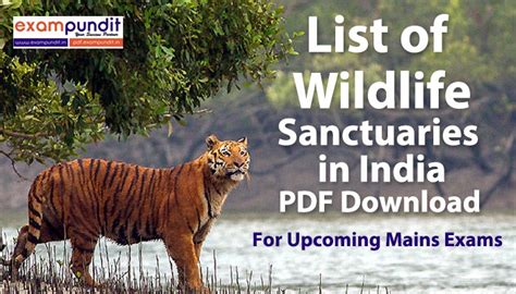 List of Wildlife Sanctuaries in India PDF | State wise Download