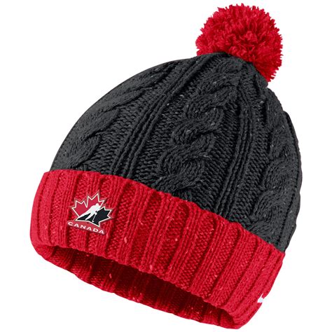 Women's Nike Red Hockey Canada Pom - Cuffed Knit Hat