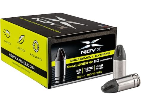 NovX Engagement Extreme Self-Defense Ammo 9mm Luger +P 65 Grain Fluted