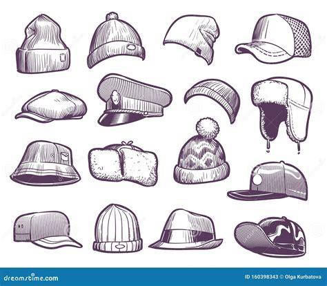 Sketch Hats. Fashion Mens Caps Design Stock Vector - Illustration of ...