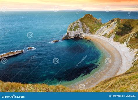 Man O`War Cove on the Dorset Coast in Southern England, between the Headlands of Durdle Door To ...