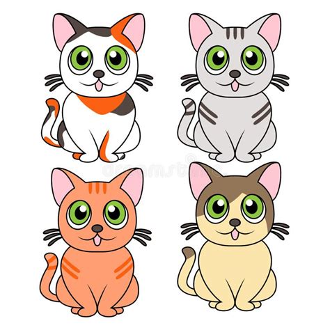 Set of four cats stock vector. Illustration of animal - 229275673