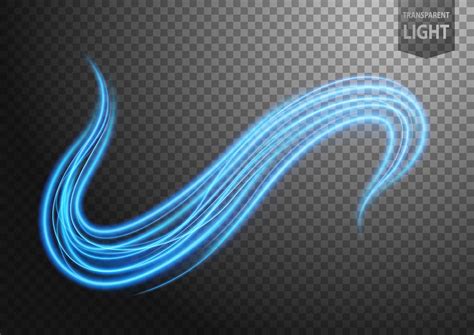 Abstract blue wavy line of light with a transparent background ...