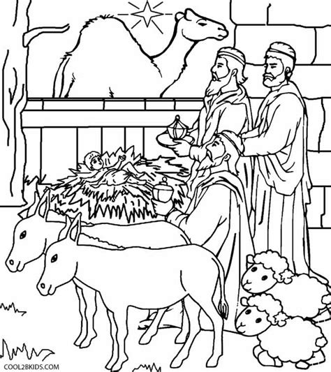 Printable Nativity Scene Coloring Pages for Kids