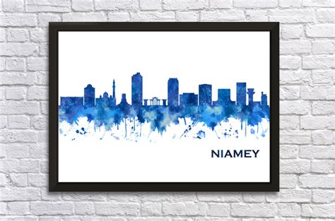 Niamey Niger Skyline Blue by Towseef Dar Wall Art