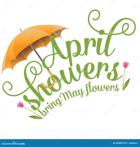 April Showers Bring May Flowers Design Stock Vector - Illustration of tulips, color: 49885310