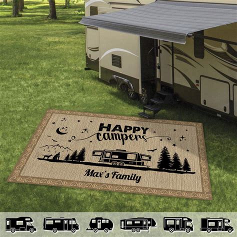 Happy Campers Camping Personalized Patio Rug Patio Mat - jasbuy