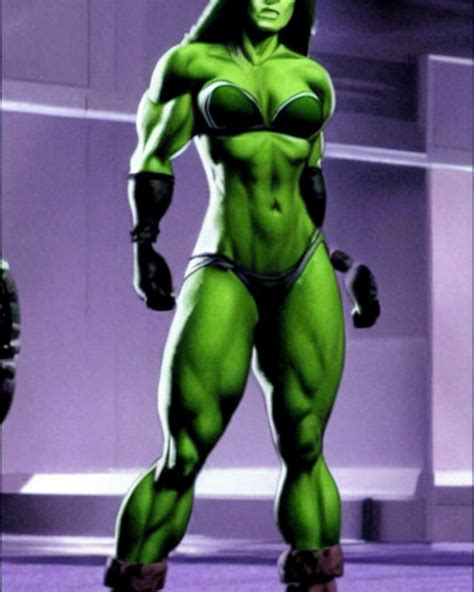 prompthunt: jessica biel as she - hulk. green skinned, muscular, wheyfu ...