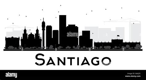 Santiago City skyline black and white silhouette. Vector illustration ...