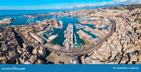 Genoa Port Aerial Panoramic View Stock Image - Image of beautiful, city: 152060843