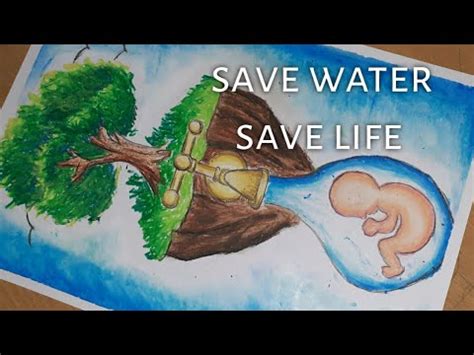 Water conservation||save water save life||easy drawing for poster making competition with oil ...