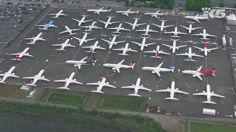 Grounded 737 Max 8 jets parked at Seattle's Boeing Field | king5.com