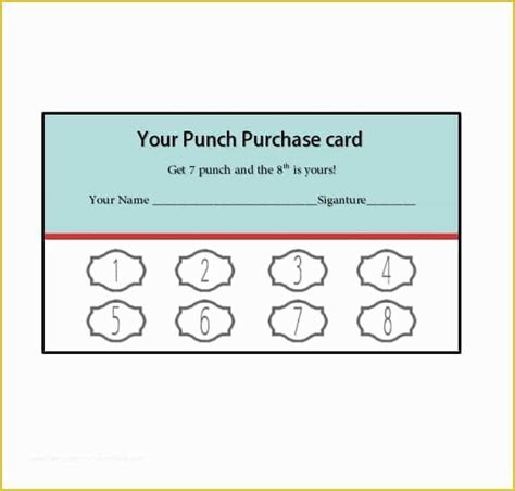 Free Printable Punch Card Template Of 30 Printable Punch Reward Card Templates [ Free ...