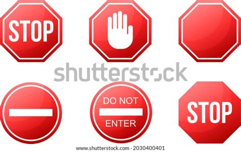 Stop Sign Set Red Traffic Sign Stock Vector (Royalty Free) 2030400401 ...