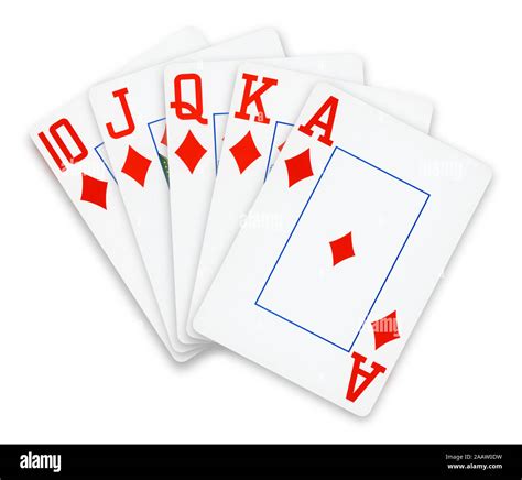 Poker cards Straight Flush Diamonds hand - isolated on white Stock Photo - Alamy