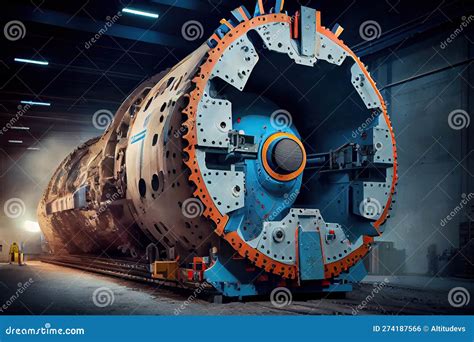 Tunnel Boring Machine, with Its Drill Head and Cutter Head Clear ...