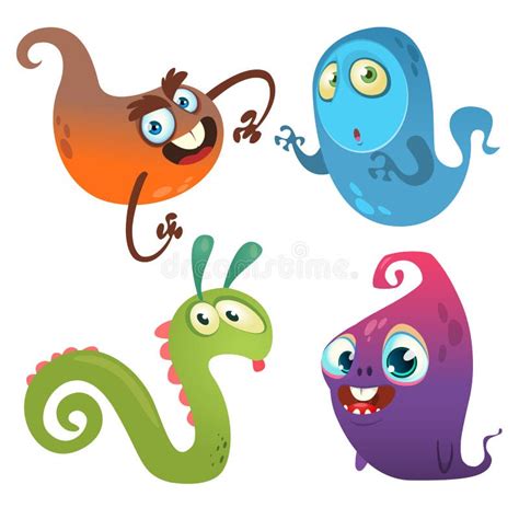 Funny Cartoon Monsters Set. Halloween Illustration Stock Vector - Illustration of monsters ...