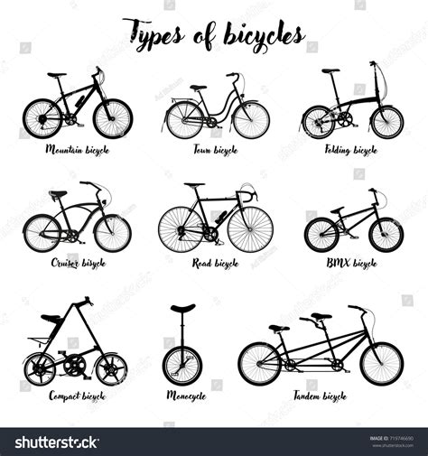 Types Bicycle Silhouette Stock Vector (Royalty Free) 719746690 ...