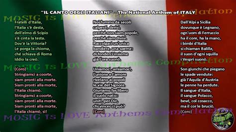 Italy National Anthem with music, vocal and lyrics Italian w/English Translation - YouTube