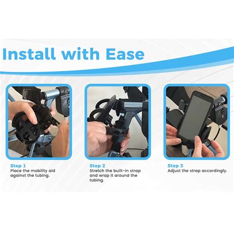 Easy to Use Mobility Accessories Pack : cup holder, phone grip, dual hooks