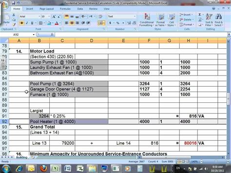 Commercial Electrical Load Calculation Spreadsheet — db-excel.com