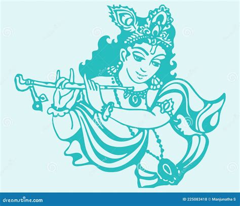 Sketch of Lord Krishna and Goddess Radha Outline Editable Illustration Stock Vector ...