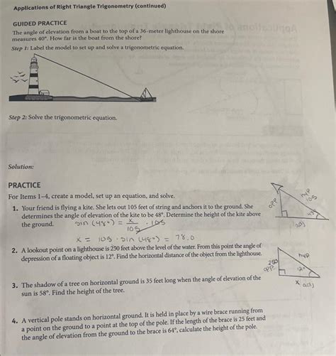 Solved Applications of Right Triangle Trigonometry | Chegg.com