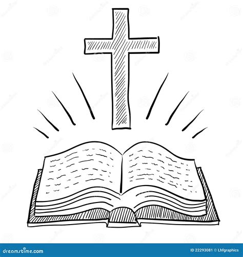 Christian Bible And Cross Drawing Stock Image - Image: 22293081