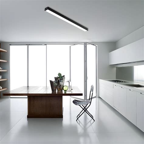 Linear Flush Mount Ceiling Lamp Contemporary Aluminum Black/Silver LED Light Fixture for Kitchen ...