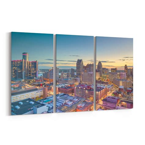 Amazon.com: Detroit Skyline Wall Art Detroit Canvas Print Detroit ...