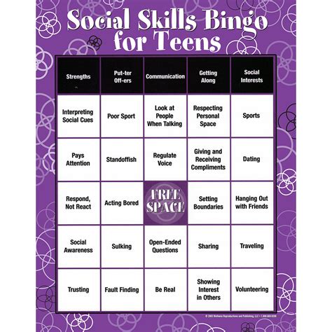 Social Skills|Characteristics|Communication|Teens|Bingo Game