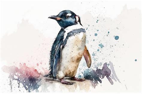 Premium AI Image | Watercolor penguin illustration white backgroundGenerative AI