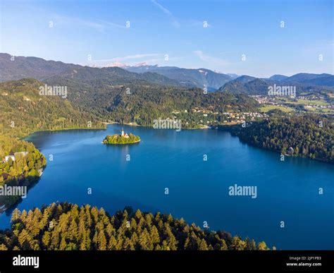 Lake Bled and island with church Stock Photo - Alamy