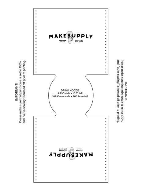 Makesupply-Leather Drink Koozie Template A4 PDF | PDF