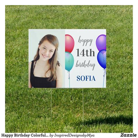 Happy Birthday Colorful Balloons Outdoor Yard Sign | Zazzle.com | Birthday yard signs, Yard ...