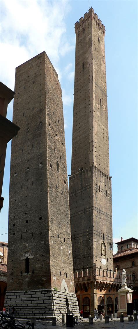 The Two Towers in Bologna, Italy (the tallest is 97.2m high while the ...