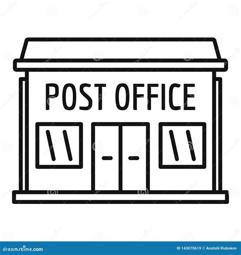 Post Office Building Icon, Outline Style Stock Vector - Illustration of mail, business: 143070619