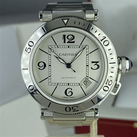 Cartier Pasha Seatimer W31080M7 Silver Dial Automatic 40mm with Box and ...