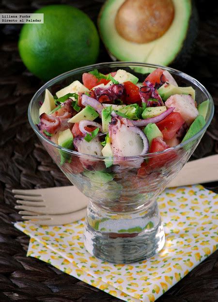 Ensalada de pulpo y aguacate. Receta de cocina fácil, sencilla y deliciosa