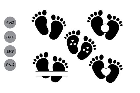 Baby Footprint SVG File, Baby Feet SVG, DXF. Baby Feet Monogram SVG. By ...